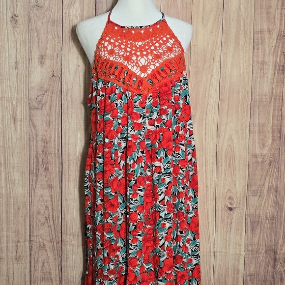 FARORO Sleeveless Long Boho Floral Halter Maxi Dresse Crochet Neck Size XL - Picture 11 of 15